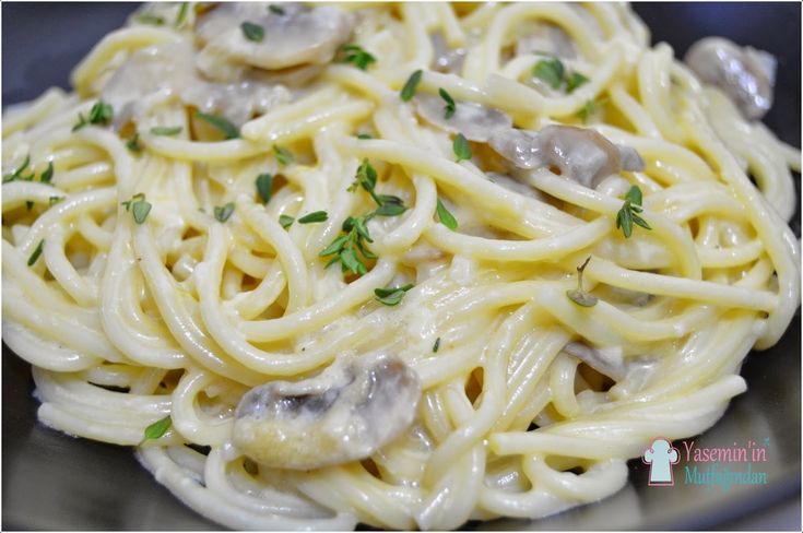 kremalı mantarlı spagetti